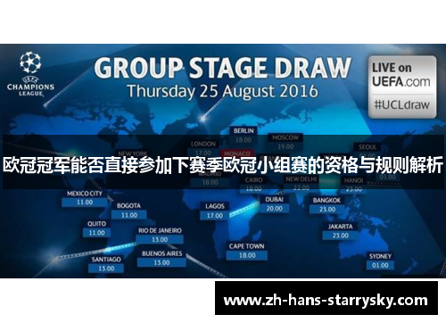 欧冠冠军能否直接参加下赛季欧冠小组赛的资格与规则解析