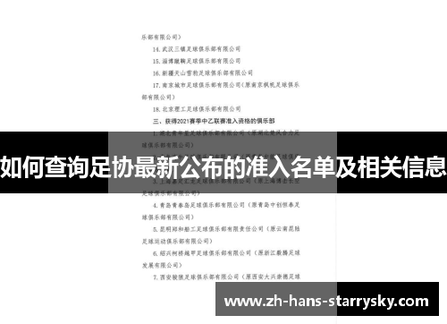 如何查询足协最新公布的准入名单及相关信息